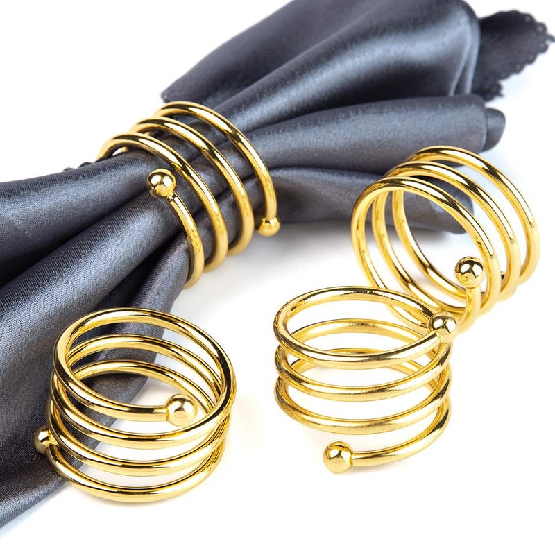 Jofefe 6Pcs Gold Napkin Rings Round Napkin Ring Set of 6 Napkin Holders for Cloth Napkins for Wedding, Thanksgiving, Fall Party, Valentines Day, Easter Table Decor. - Image 1
